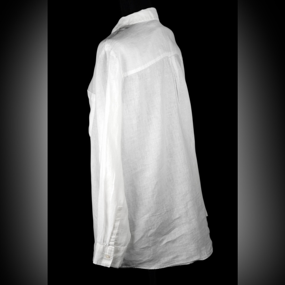 GAP Women’s L Optic White 100% Linen Boyfriend Button Front Shirt Long Sleeve - Picture 5 of 17